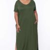 Dresses * | Zenana Plus Size Maxi T-Shirt Dress Dresses Army Green