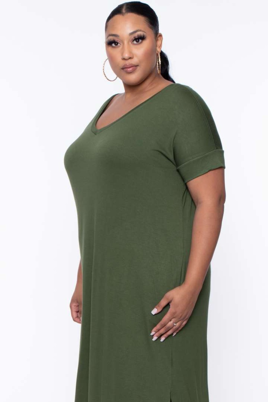 Dresses * | Zenana Plus Size Maxi T-Shirt Dress Dresses Army Green