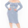 Dresses * | Curvy Sense Plus Size Aveline Ruched Dress Party Shop Blue