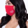 Accessories * | Curvy Sense Washable & Reusable Embroide Face Mask Heart Love Face Masks Red