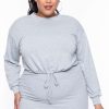 Sets * | Curvy Sense Plus Size Essential Cropped Pullover Sweatshirt Heather Grey