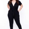 Jumpsuits * | Curvy Sense Plus Size Alondra Cross Front Jumpsuit Party Jumpsuilts Black