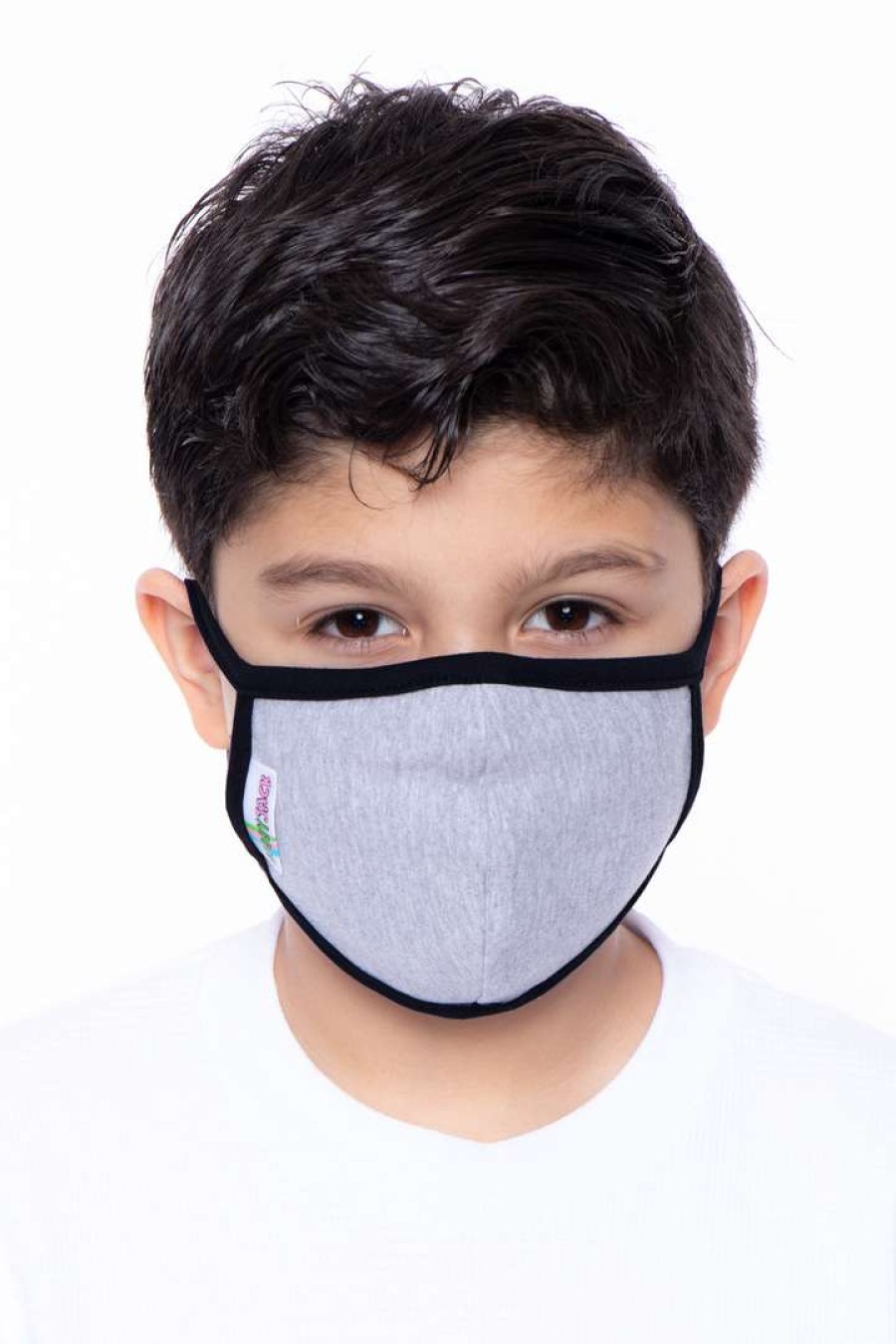 Accessories * | Curvy Sense Face Masks Kids Washable Face Mask For Ages 4-11 Grey Black