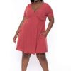 Dresses * | Curvy Sense New Arrivals Plus Size Ellie Flare Dress Terracota