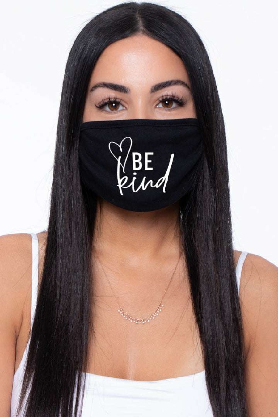 Accessories * | Curvy Sense Washable & Reusable Printed Face Mask Be Kind Black