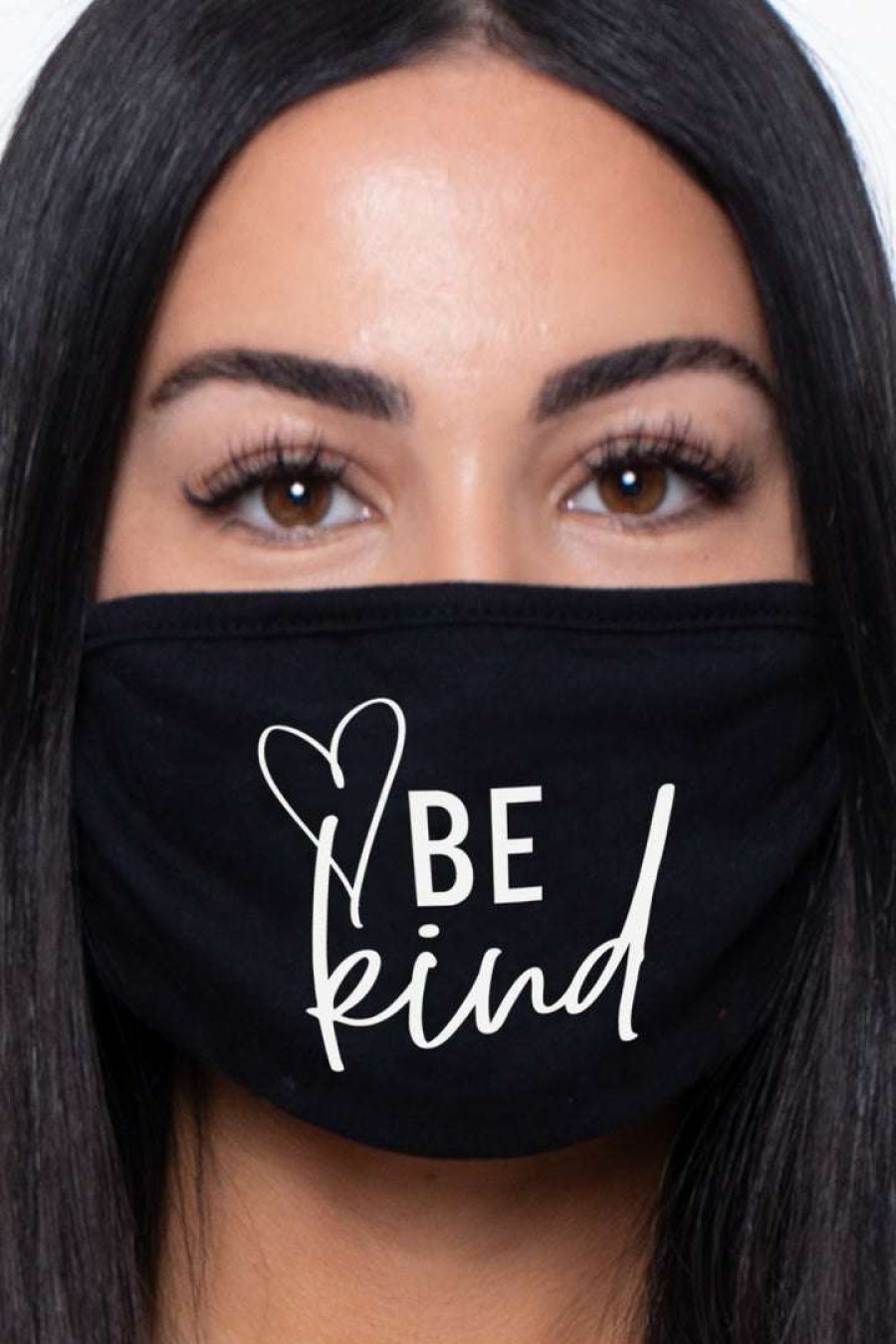 Accessories * | Curvy Sense Washable & Reusable Printed Face Mask Be Kind Black