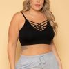 Tops * | Zenana Plus Size Caged Bralette Tops Black