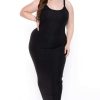 Dresses * | Curvy Sense New Arrivals Plus Size Tess Ribbed Maxi Dress Black