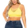 Tops * | Zenana Plus Size Caged Bralette Yellow