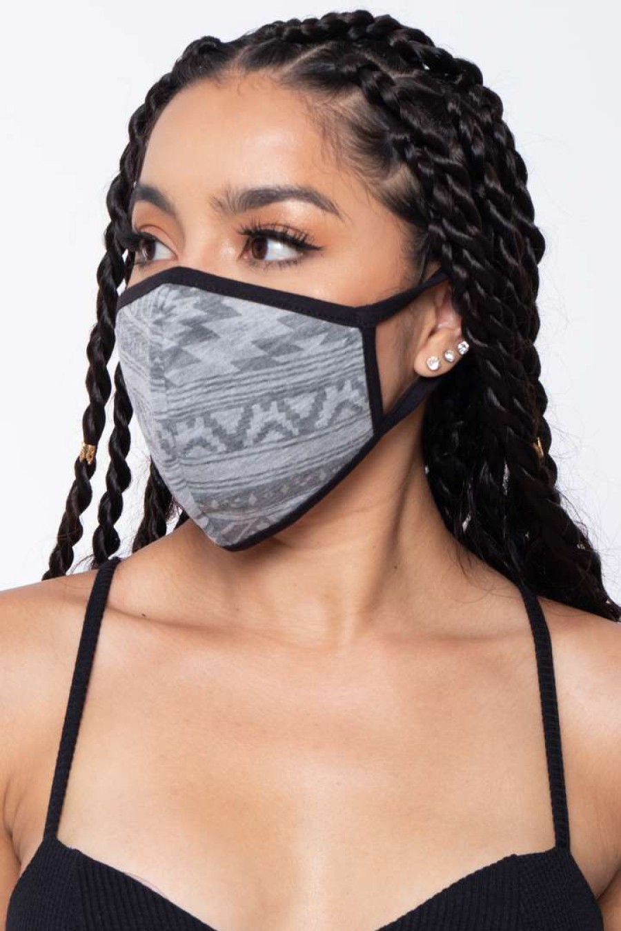 Accessories * | Curvy Sense Face Masks Washable & Reusable Burnout Face Mask Grey