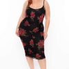 Dresses * | Curvy Sense Party Shop Plus Size Rose Garden Mesh Ruched Dress Black