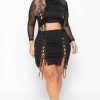 Dresses * | K + Glam Party Shop Plus Size Cut-Out Lace Up Dress Black