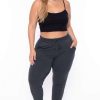 Bottoms * | Ambiance Plus Size Sweat Jogger Bottoms Charcoal