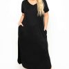 Dresses * | Zenana Plus Size Maxi T-Shirt Dress Black