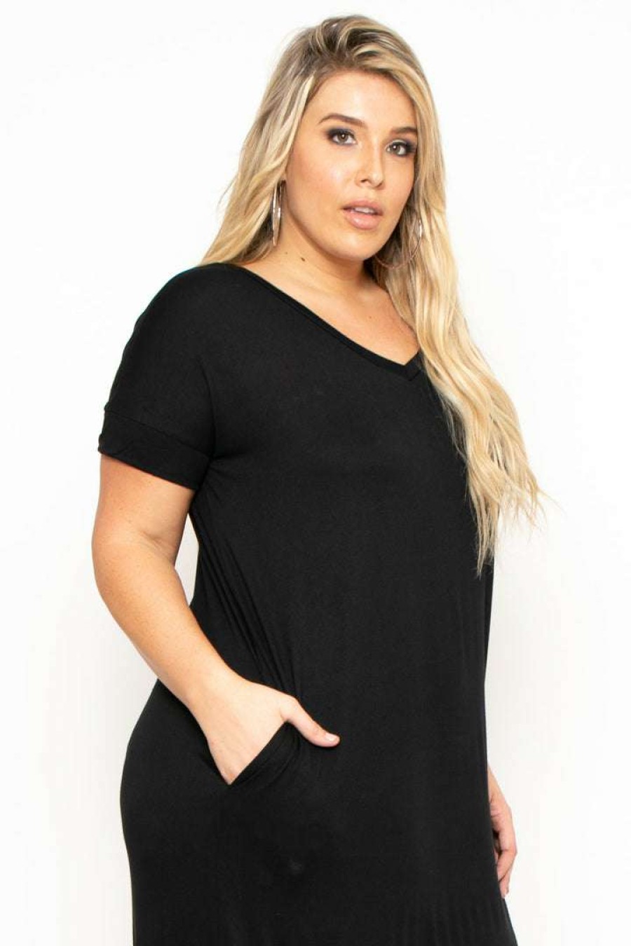 Dresses * | Zenana Plus Size Maxi T-Shirt Dress Black