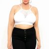 Tops * | Zenana Plus Size Lace Trim Bralette White