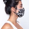 Sets * | Curvy Sense Matching Sets Washable Face Mask & Scrunchie Set Black Leopard