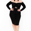 Dresses * | Curvy Sense Plus Size Aveline Ruched Dress Party Shop Black