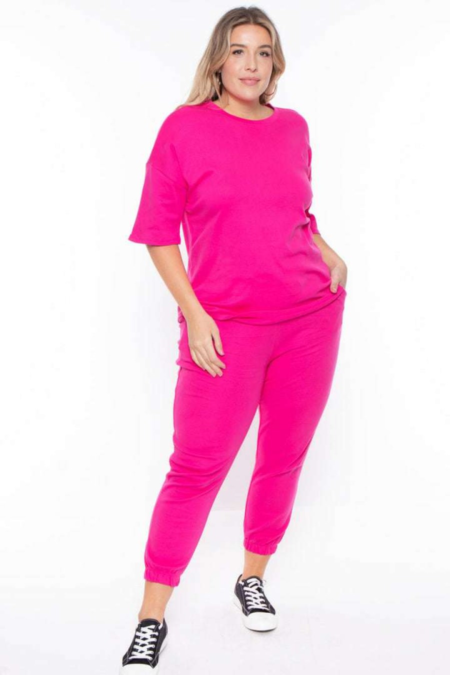 Sets * | Zenana Plus Size Camila Matching Lounge Set Sets Pink