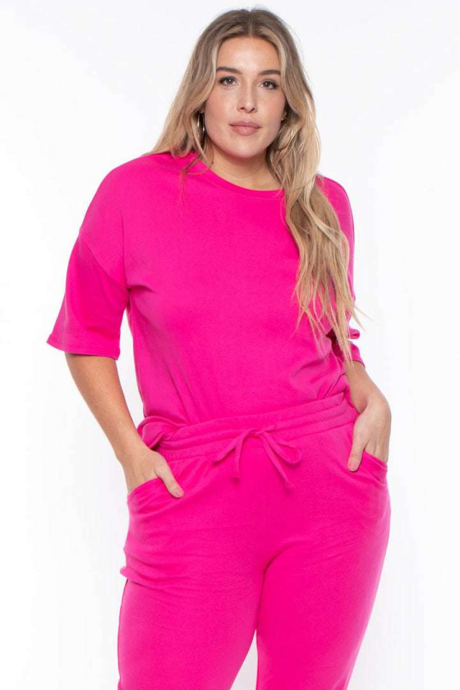 Sets * | Zenana Plus Size Camila Matching Lounge Set Sets Pink