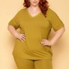 Sets * | Zenana Plus Size Lexa Tee And Biker Short Set Chartreuse