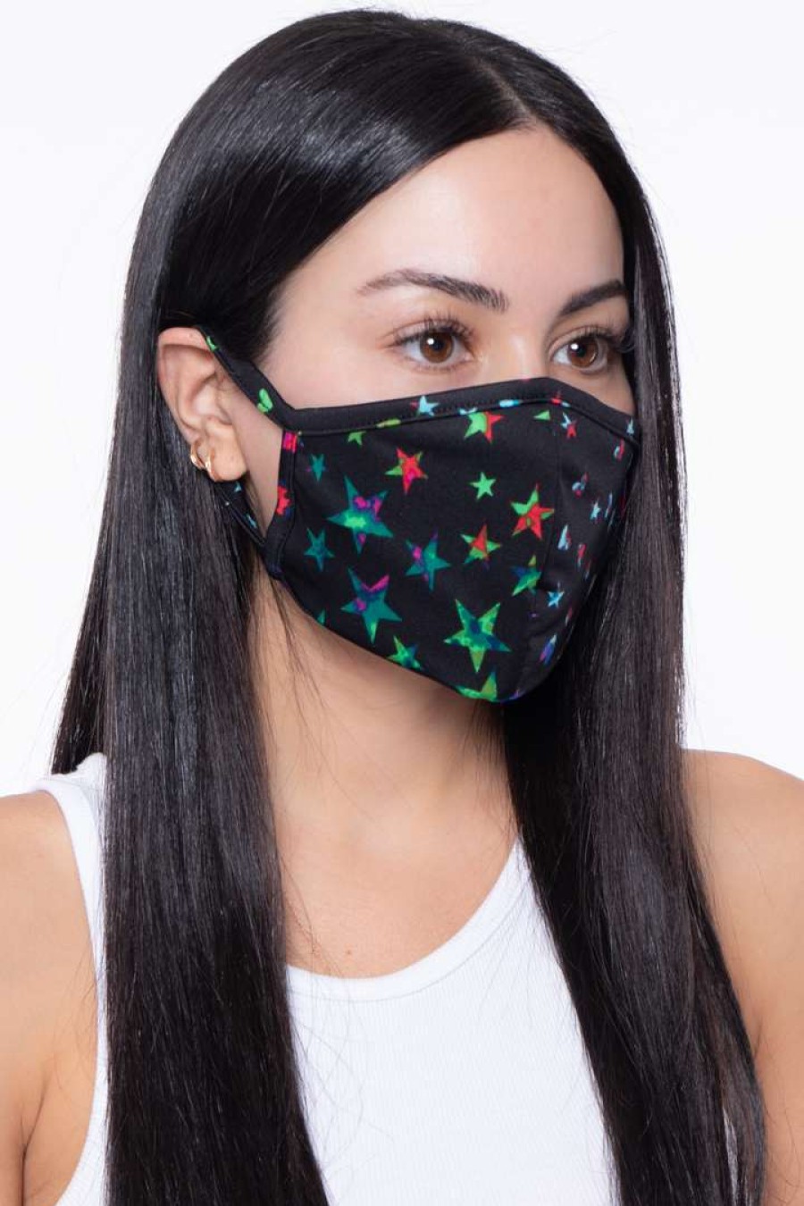 Accessories * | Curvy Sense Face Masks Washable & Reusable Face Mask Stars & Hearts Black