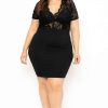 Dresses * | Curvy Sense Plus Size Lace Top Dress Black