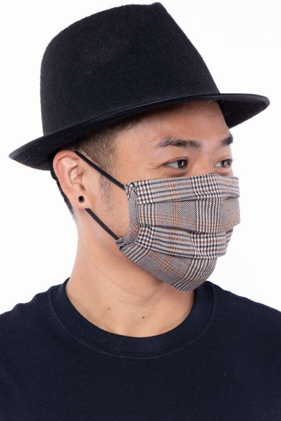 Accessories * | Curvy Sense Washable Pleated Woven Face Mask Woven Denim