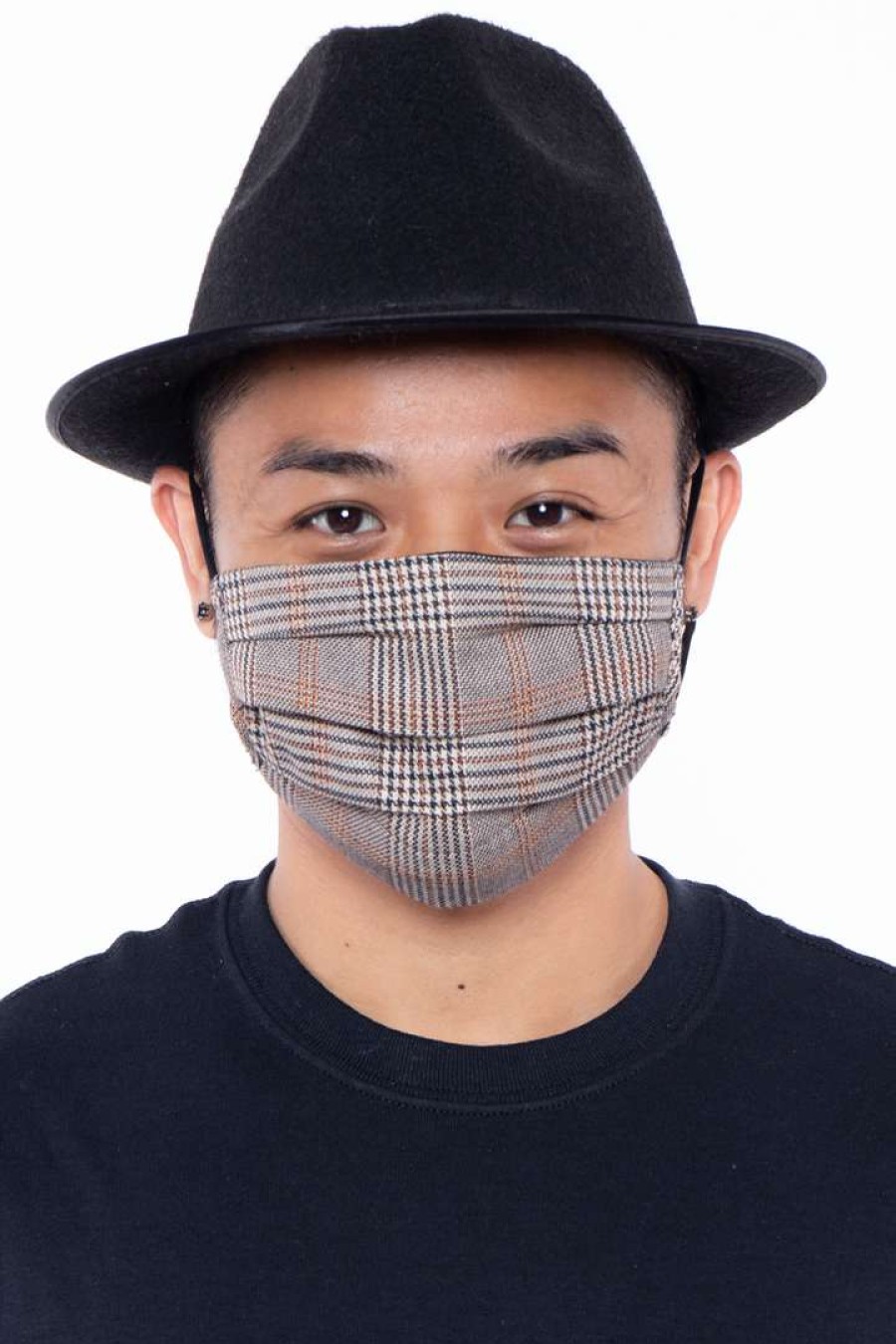 Accessories * | Curvy Sense Washable Pleated Woven Face Mask Woven Denim