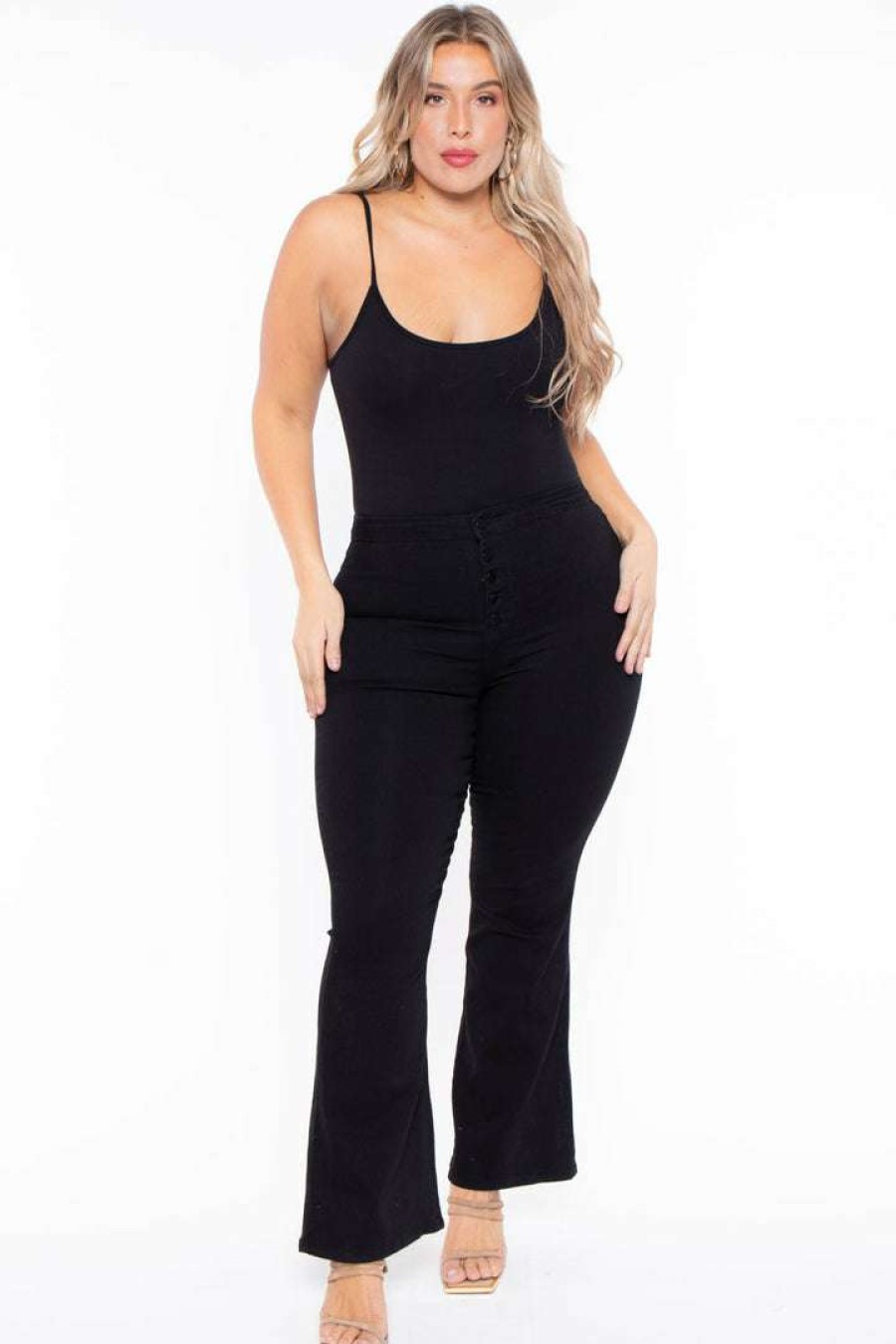 Bottoms * | Plus Size Dollhouse Jackie Flare Jeans Black