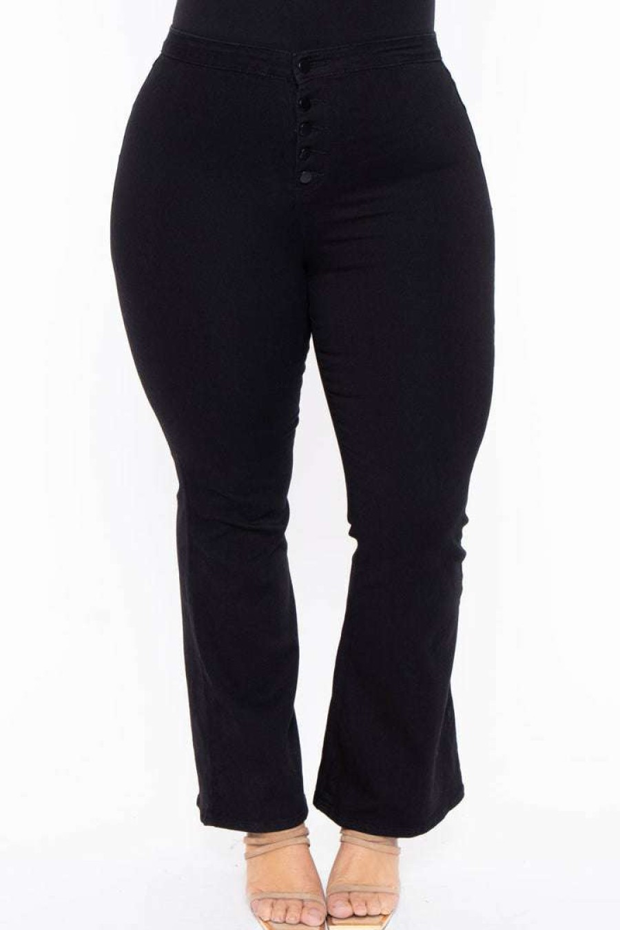 Bottoms * | Plus Size Dollhouse Jackie Flare Jeans Black