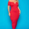 Dresses * | Curvy Sense New Arrivals Plus Size Ari Bodycon Dress Red