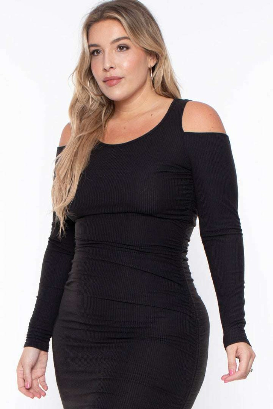 Dresses * | Curvy Sense Dresses Plus Size Sadie Bodycon Dress Black