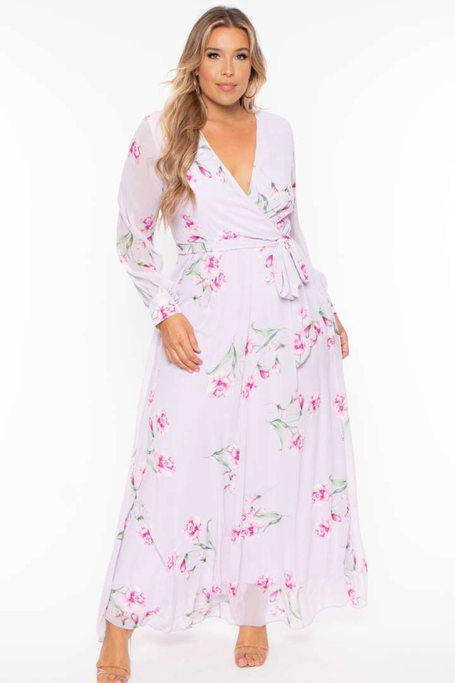 Dresses * | Ricarica Plus Size Priscilla Floral Maxi Dress Dresses Lavender