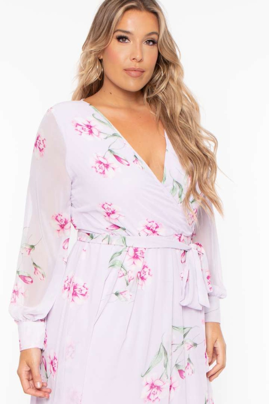 Dresses * | Ricarica Plus Size Priscilla Floral Maxi Dress Dresses Lavender