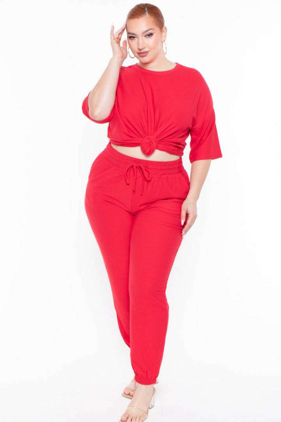 Sets * | Zenana Sets Plus Size Dee Lounge Set Red