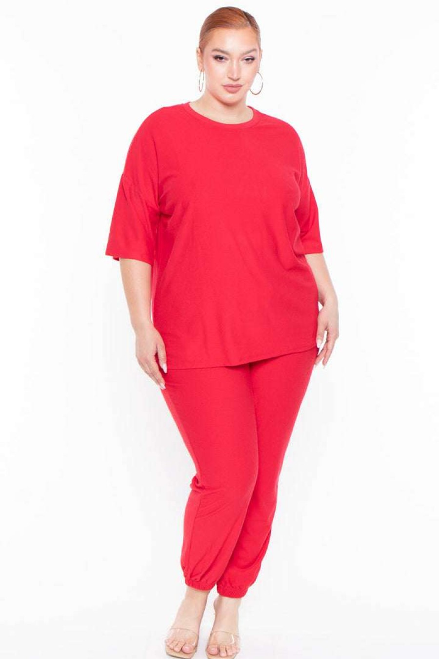 Sets * | Zenana Sets Plus Size Dee Lounge Set Red