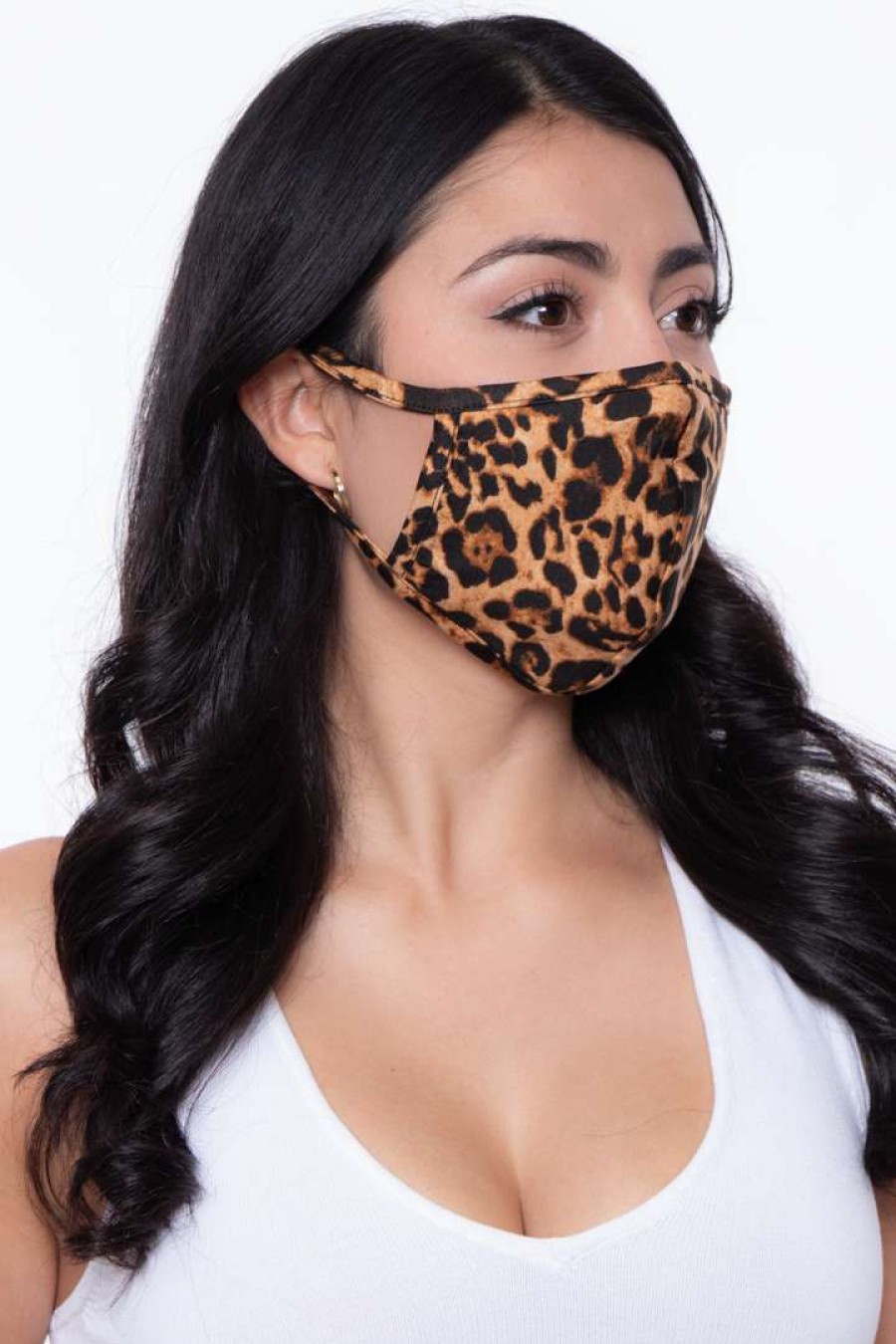 Accessories * | Curvy Sense Washable & Reusable Printed Face Mask Leopard