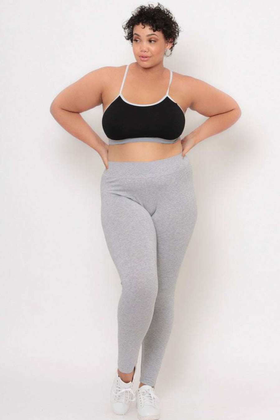 Bottoms * | Uni Active Mopas Plus Size Stretch-Knit Leggings Heather Grey Back In Stock H. Grey