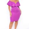 Dresses * | Curvy Sense Plus Size Evelyn Bodycon Dress Purple