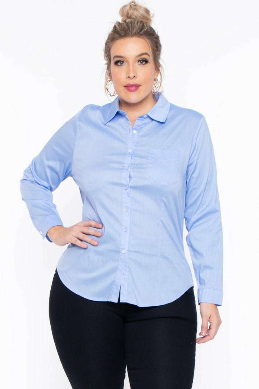 Tops * | Sky Plus Plus Size Boss Babe Top Blue