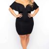 Dresses * | Curvy Sense Plus Size Frill Bodycon Dress Black