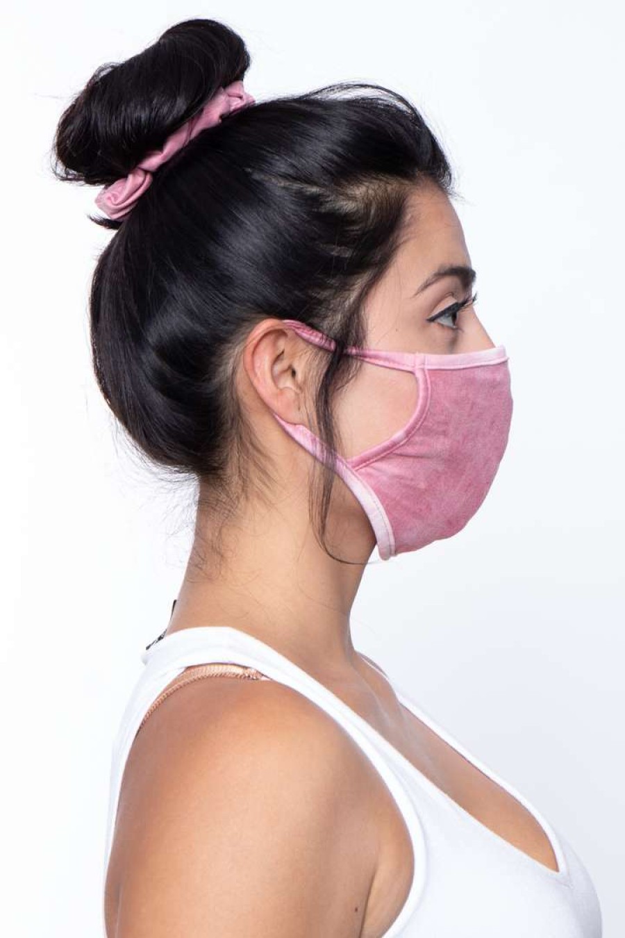 Sets * | Curvy Sense Washable Face Mask & Scrunchie Set Matching Sets Printed Mauve