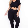 Sets * | Curvy Sense Plus Size Sugar Tee And Leggings Set Black