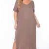 Dresses * | Zenana Dresses Plus Size Maxi T-Shirt Dress Mocha