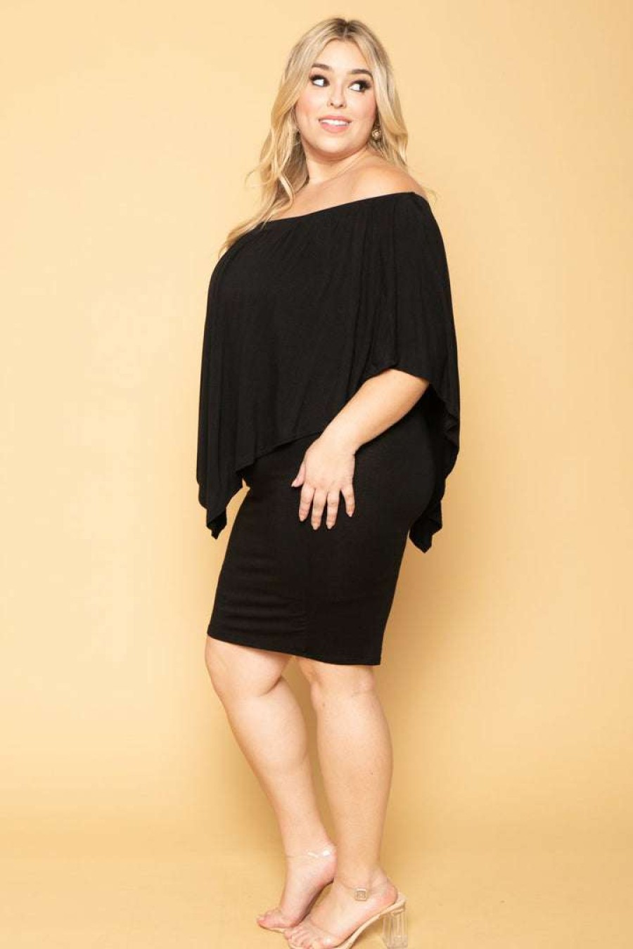 Dresses * | Solid Plus Size Elisa Bodycon Dress New Arrivals Black