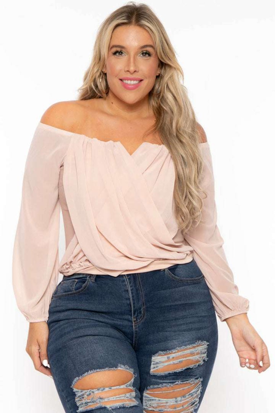 Tops * | Bluebell Plus Size Aryana Cross Over Top New Arrivals Taupe