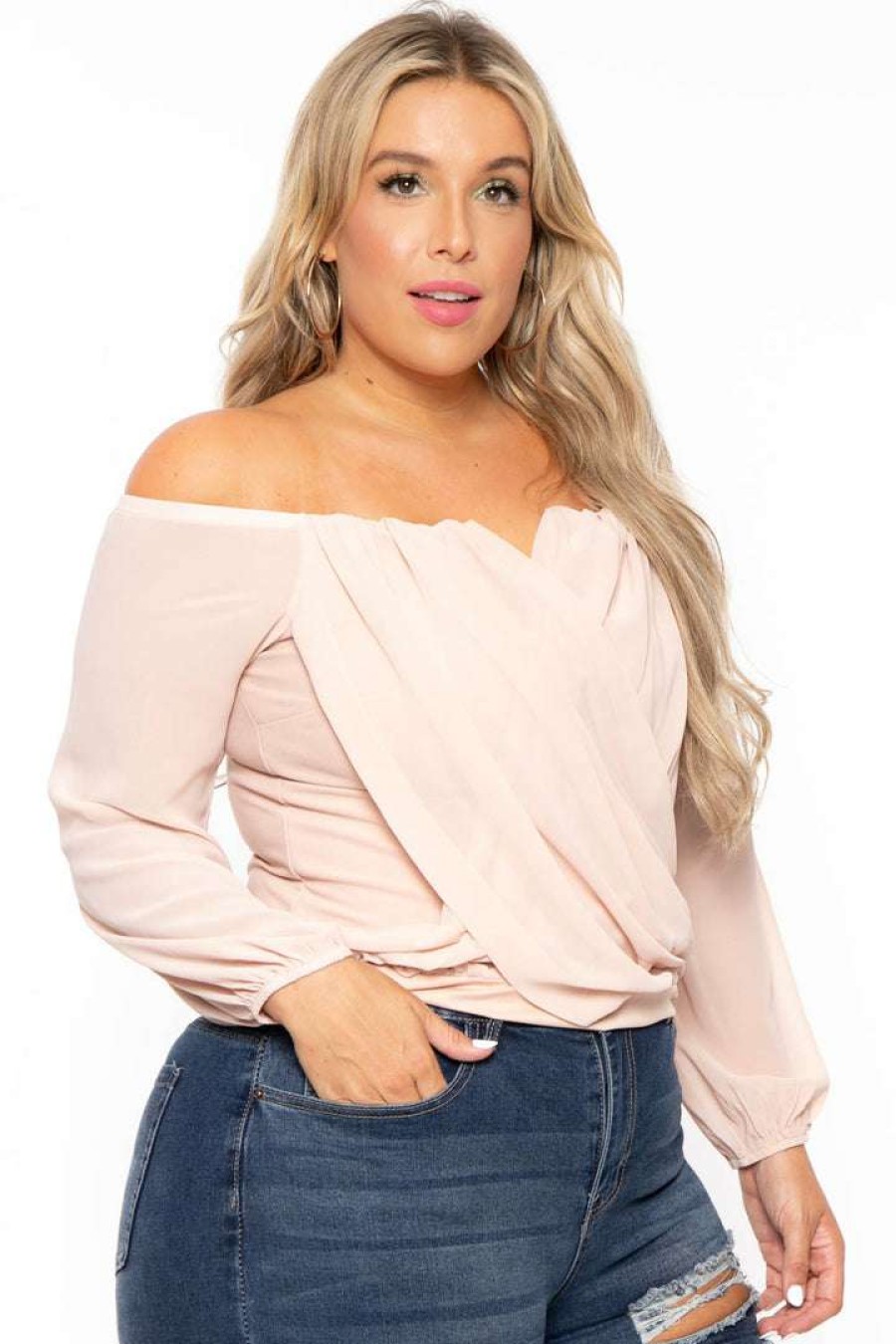 Tops * | Bluebell Plus Size Aryana Cross Over Top New Arrivals Taupe