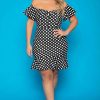 Dresses * | Curvy Sense Plus Size Amika Polka Dot Dress Black