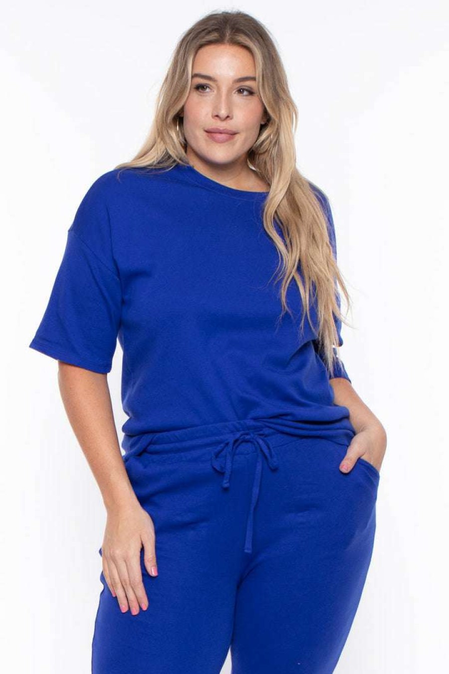 Sets * | Zenana Plus Size Camila Matching Lounge Set Royal Blue